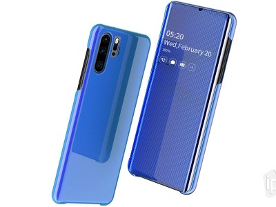 Mirror Flip Cover (modr) - Zrkadlov puzdro pre Huawei P30 Pro