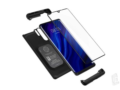 Spigen Thin Fit Classic + 1x 2.5D Tempered Glass (ierny) - Ochrann kryt (obal) na Huawei P30 Pro