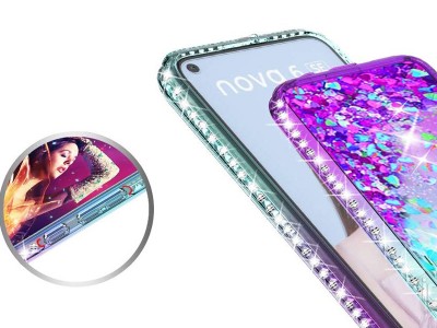 Diamond Liquid Glitter (ruovo-modr) - Ochrann kryt s tekutmi trblietkami na Huawei P40 Lite