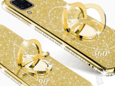 Diamond Glitter Ring (zlat) - Ochrann kryt (obal) s driakom na Huawei P40 Lite