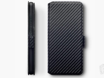 Carbon Fiber Folio (ierne) - Peaenkov puzdro na Huawei P40 Pro