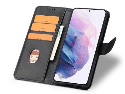 Elegance Stand Wallet II (ierne) - Peaenkov puzdro pre Huawei P50 Pro