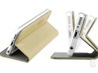 Fiber Folio Stand Gold (zlat�) - Flip pouzdro na Moto G8 Power Lite