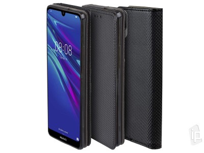 Fiber Folio Stand Black - Flip puzdro na Huawei Y6 2019 (ierne)