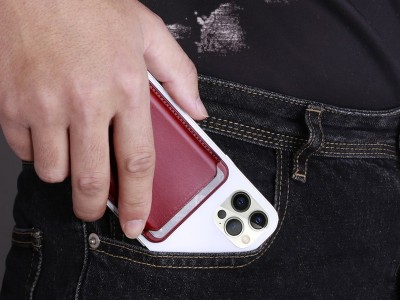 iCarer Card Wallet � Ko�en� MagSafe puzdro na karty pre Apple iPhone 12, 13 a 14 s�riu (�even�)