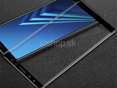 3D Full Glue Tempered Glass Black - Temperovan tvrden ochrann sklo na cel displej pre SAMSUNG Galaxy A8 2018 ierne