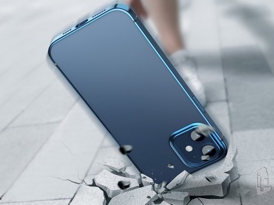 Baseus Glitter Protective Case  Ochrann kryt s tvrdenm sklom pre iPhone 12 mini (modr)