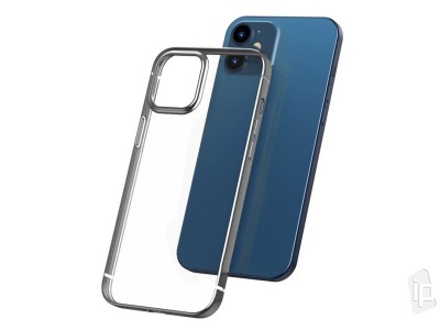 Baseus Glitter Protective Case – Ochranný kryt s tvrdeným sklom pre iPhone 12 mini (strieborný)
