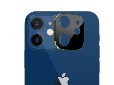 Fancy Camera Protector Gold (zlato-čierne) - Ochranné sklo na zadnú kameru pre Apple iPhone 12 mini