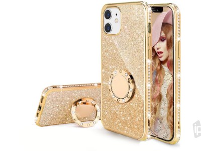 Diamond Glitter Ring (zlat) - Ochrann kryt (obal) s drkom na iPhone 12 mini