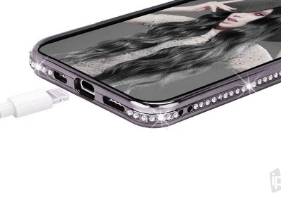 Diamond Glitter Ring (ierny) - Ochrann kryt (obal) s driakom na iPhone 12 mini