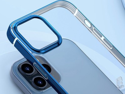 Baseus Glitter Protective Case  Ochrann kryt s tvrdenm sklom pro iPhone 12 / iPhone 12 Pro (modr)