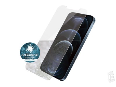 PanzerGlass Antibacterial - Tvrden ochrann sklo pokryt antimikrobilnou ltkou na iPhone 12 Pro Max