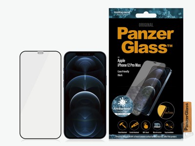 PanzerGlass Case Friendly Antibacterial Glass - Tvrden ochrann sklo pokryt antimikrobilnou ltkou na iPhone 12 Pro Max