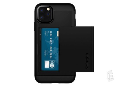 Spigen Armor Card Holder Black (ierny) - Ochrann kryt s driakom na karty pre Apple iPhone 12 Pro Max