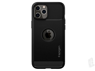 Spigen Rugged Armor (�ierny) - Ochrann� kryt (obal) na iPhone 12 / iPhone 12 Pro