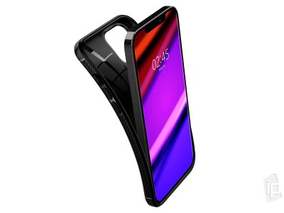 Spigen Rugged Armor (�ierny) - Ochrann� kryt (obal) na iPhone 12 / iPhone 12 Pro