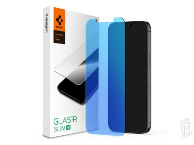 Spigen GLAS.tR Slim Anti-Blue Light - Ochrann tvrden sklo na cel displej pre iPhone 12 / iPhone 12 Pro (re)