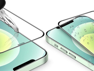 2x 2.5D Glass Tvrden ochrann sklo s pokrytm celho displeja pre Apple iPhone 12 / iPhone 12 Pro (ierne) 2 kusy v balen