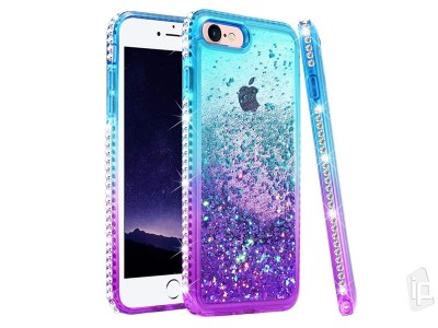 Diamond Liquid Glitter (fialovo-tyrkysov) - Ochrann kryt s tekutmi trblietkami na iPhone 7 / 8 / SE 2020