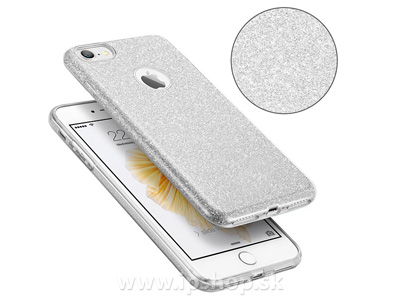 Ochrann glitrovan kryt (obal) TPU Glitter Silver (strieborn) pre Apple iPhone 7 + flia na displej