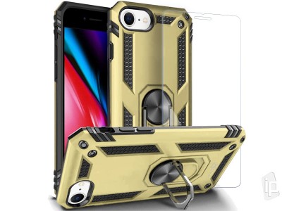 Set odoln obal Fusion Ring Armor (zlat) + ochrann sklo na Apple iPhone 7 / 8 / SE 2020