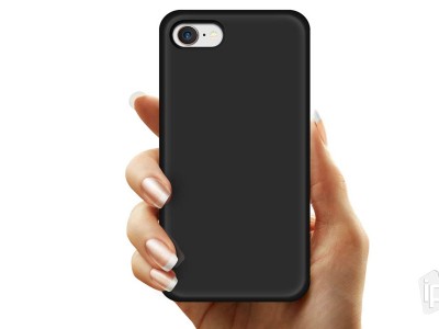 Set Obal Liquid Silicone Cover (ierny) + Ochrann sklo na Apple iPhone 7 / 8 / SE 2020 / SE 2022