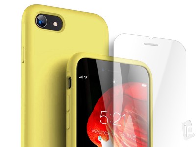 Set Obal Liquid Silicone Cover (svetl lt) + Ochrann sklo na Apple iPhone 7/8/SE 2020 **AKCIA!!