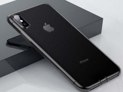 BASEUS Ultra Slim TPU (�ed�) - Ochrann� kryt (obal) na Apple iPhone XS Max s krytkou proti prachu