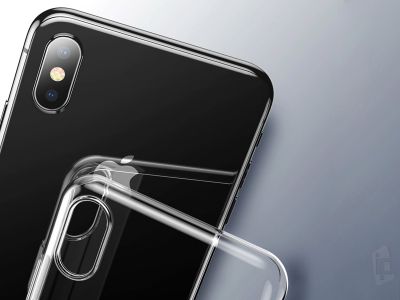 BASEUS Ultra Slim TPU (�ed�) - Ochrann� kryt (obal) na Apple iPhone XS Max s krytkou proti prachu