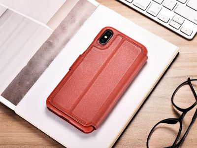 Noble 2 in 1 Wallet Red (erven) - Luxusn puzdro a ochrann kryt z pravej koe pre Apple iPhone X / XS