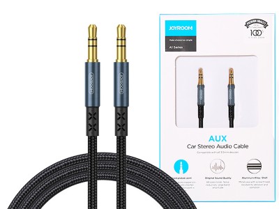 JOYROOM Audio Cable AUX (modr)  Kbel s dvoma zvukovmi 3,5 mm jack konektormi (1,5m)