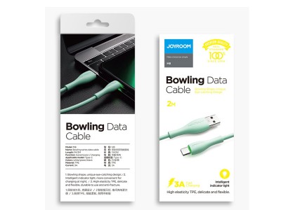 JOYROOM Bowling Data Cable (3A)  Nabjac a synchronizan kbel USB-USB-C s podsvietenm (1m)