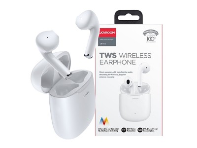 JOYROOM TWS Wireless Earphone  Bezdrtov slchadl s nabjacm puzdrom (biele)