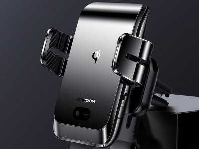 JOYROOM Wireless Charger Holder (ierny)  Driak pre smartfn do mrieky ventiltora s bezdrtovm nabjanm QC 3.0 (4.7-6.8)