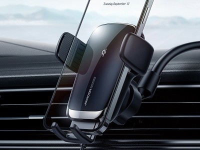 JOYROOM Wireless Charger Holder (ierny)  Driak pre smartfn na palubn dosku auta s bezdrtovm nabjanm QC 3.0 (4.5-6.7)