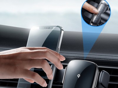JOYROOM Wireless Charger Holder (ierny)  Driak pre smartfn do CD mechaniky auta s bezdrtovm nabjanm QC 3.0 (4.5-6.7)
