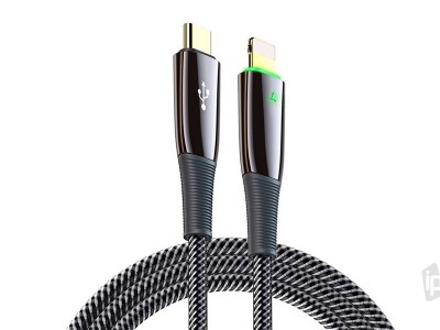 Dux K-IV Series 18W (ern) - Nabjac a synchronizan kabel s podoporou rchleho nabjania USB-C / Lightning (1.2 m)