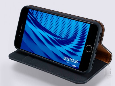 Koen puzdro DUX Wish Real Leather (ierne) pre Apple iPhone 7 / 8 / SE 2020 / SE 2022