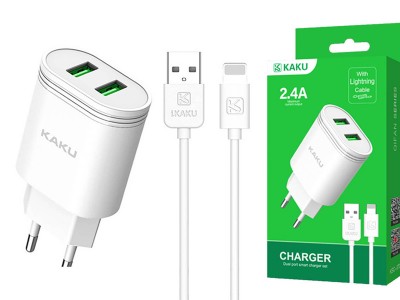 KAKU Qifan Series (2.1A) – Nabíjačka 2x USB + Nabíjací kábel USB-Lightning (1m)