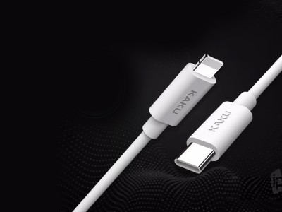 KAKU PD 18W KSC-302 (biely) - Nab�jac� synchroniza�n� k�bel Lightning/USB-C pre Apple zariadenia (1m)