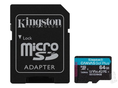 KINGSTON Canvas GO! Plus - karta 64GB 170 MB/s Class 10, UHS-I, U3, V30, A2 + adaptr