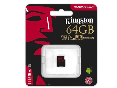 KINGSTON Canvas REACT Micro SDXC 64GB Class 10 UHS-I V30