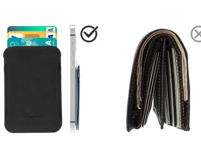 Kingxbar MagSafe � Univerz�lne magnetick� puzdro na karty a opierka pre Apple iPhone 12/13/14 s�riu (�ierne)