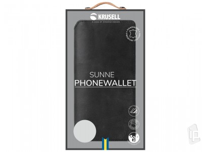 KRUSELL Sunne Phone Wallet (ierne) - Luxusn koen puzdro pre Samsung Galaxy Note 10