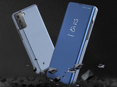Mirror Standing Cover (modr) - Zrkadlov puzdro pre Samsung Galaxy S21 5G