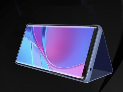 Mirror Standing Cover (ierne) - Zrkadlov puzdro pre Samsung Galaxy A32 5G