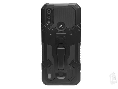 Technical Armor Defender (ierny) - Odoln ochrann kryt s klipom na opasok na Motorola E6S 2020