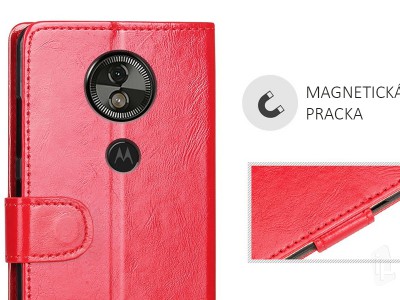 Elegance Stand Wallet (erven) - Peaenkov puzdro na Moto G6 Play / E5