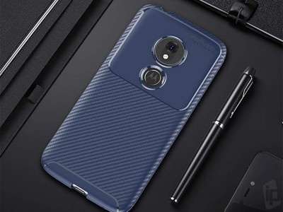 Carbon Fiber Blue (modr�) - Ochrann� kryt (obal) pre Moto G7 Play
